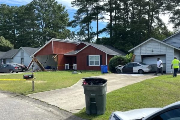 Car Crashes into a Raleigh Home, Security Camera Captures Moment